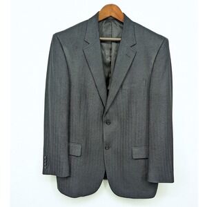 Andrew Fezza 100% Silk Charcoal Black Blazer Mens Size 43R Sport Coat Business